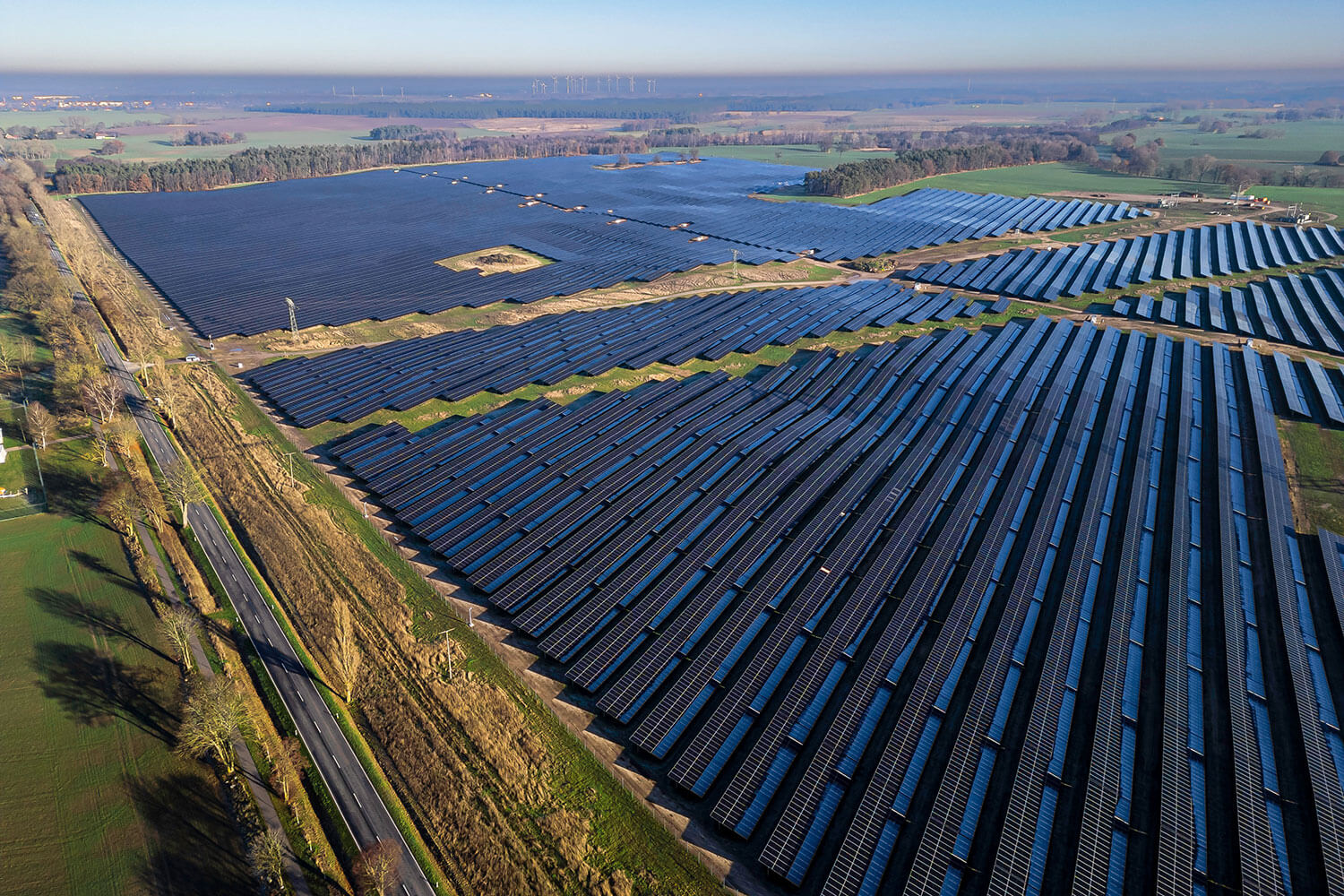 BELECTRIC's solar farm in Borrentin, Germany, seen from above