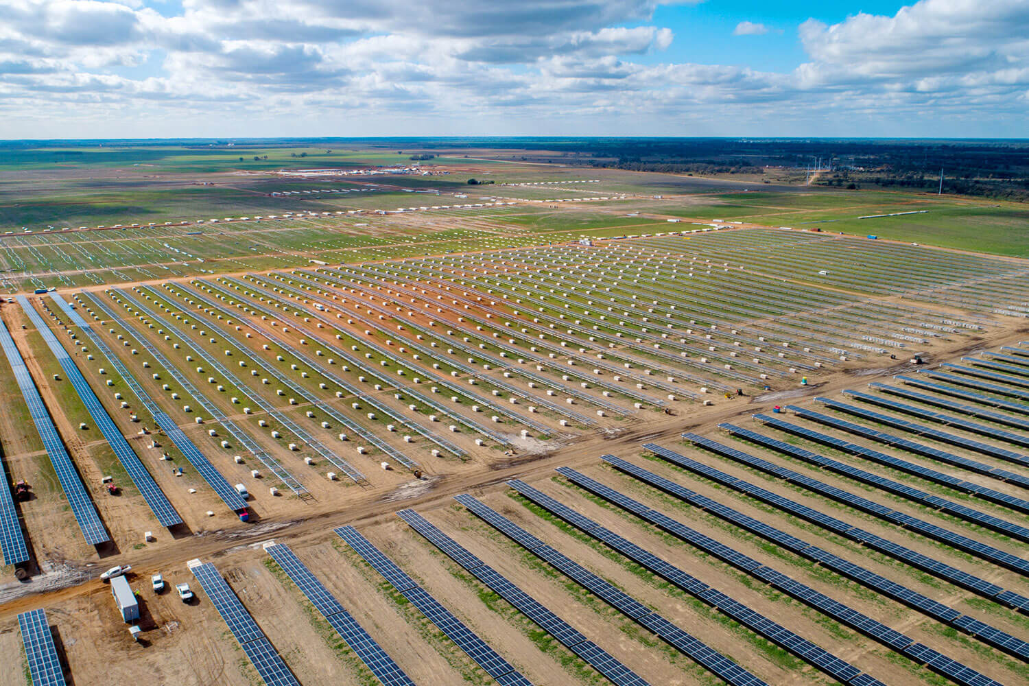 The large-scale Limondale solar farm in Australia seen from above